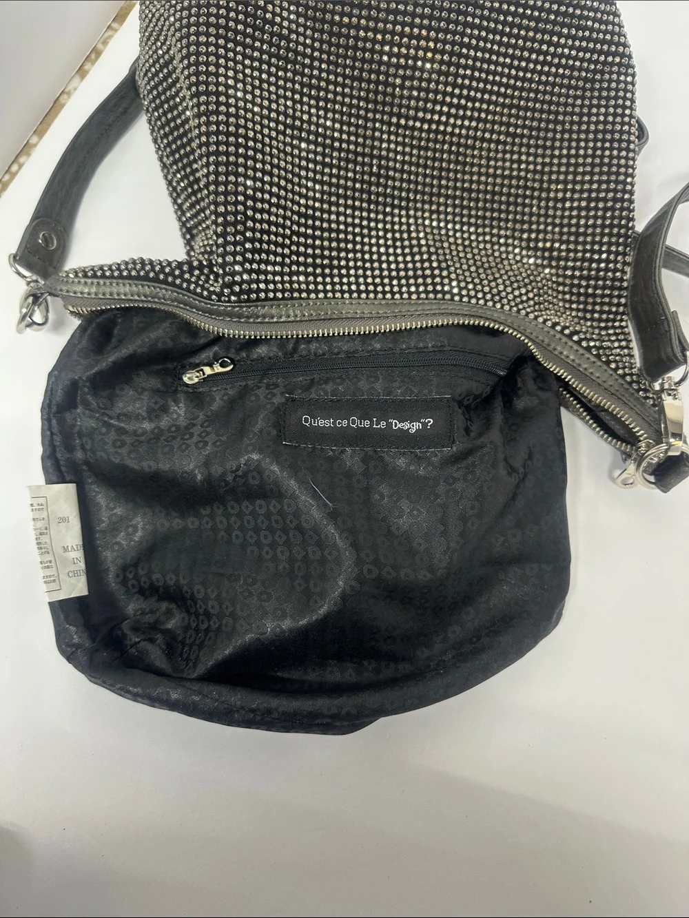 Embellished Black Shoulder Bag with Silver Stud Accents